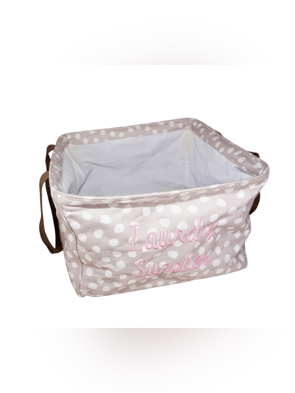 thirty-one Beige Polka Dot Laundry Supplies Caddy with Pink Script - Picture 4 of 10